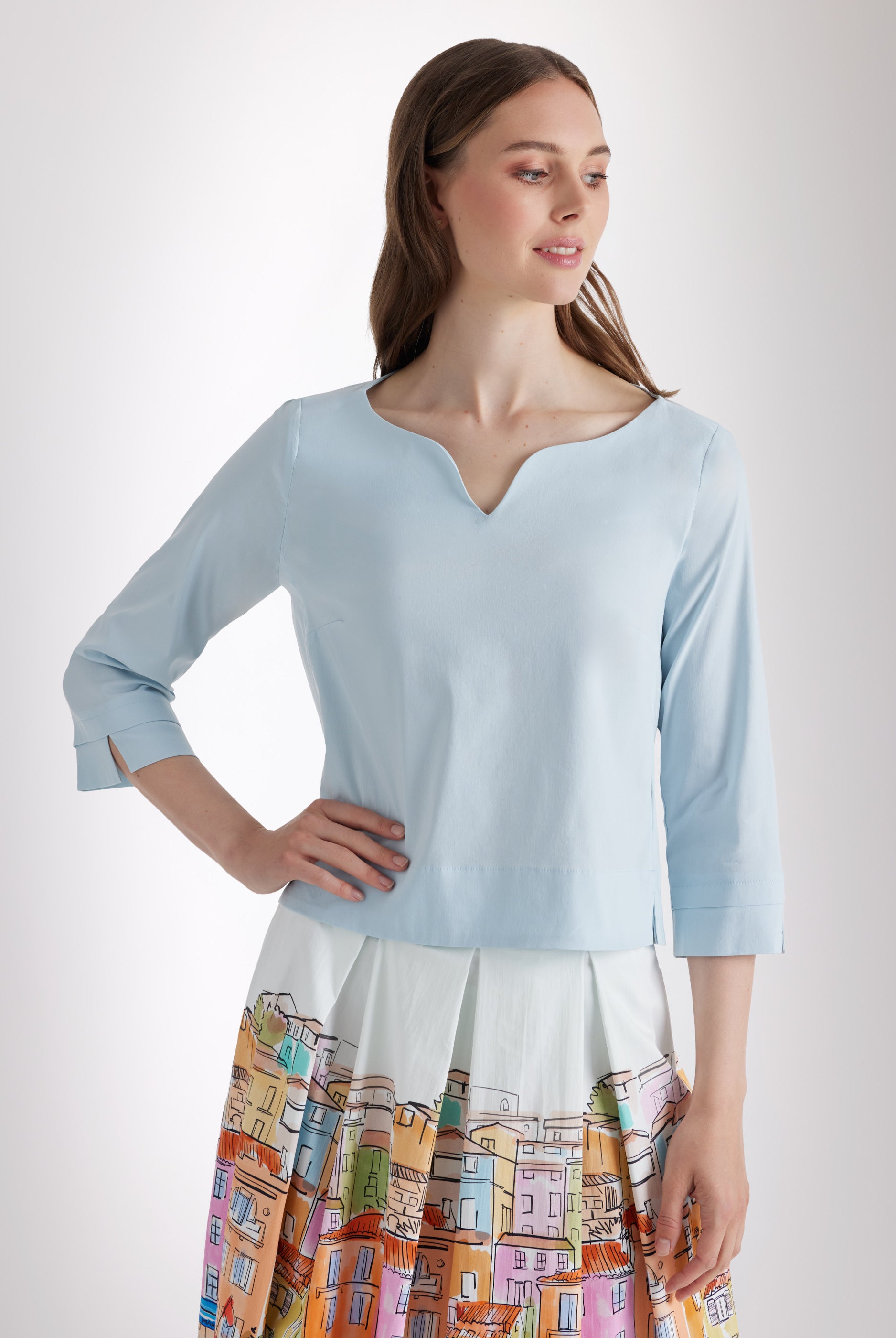 Kastige Bluse BUSHAKTY aus leichtem Baumwollmix mit Stretch - FOX'S - Fashion