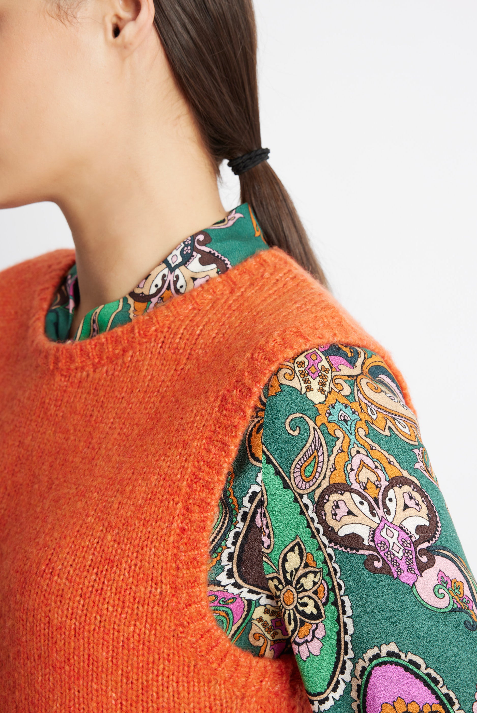 Legerer Strickpullunder DEPULI mit Rundhalsausschnitt in Orange