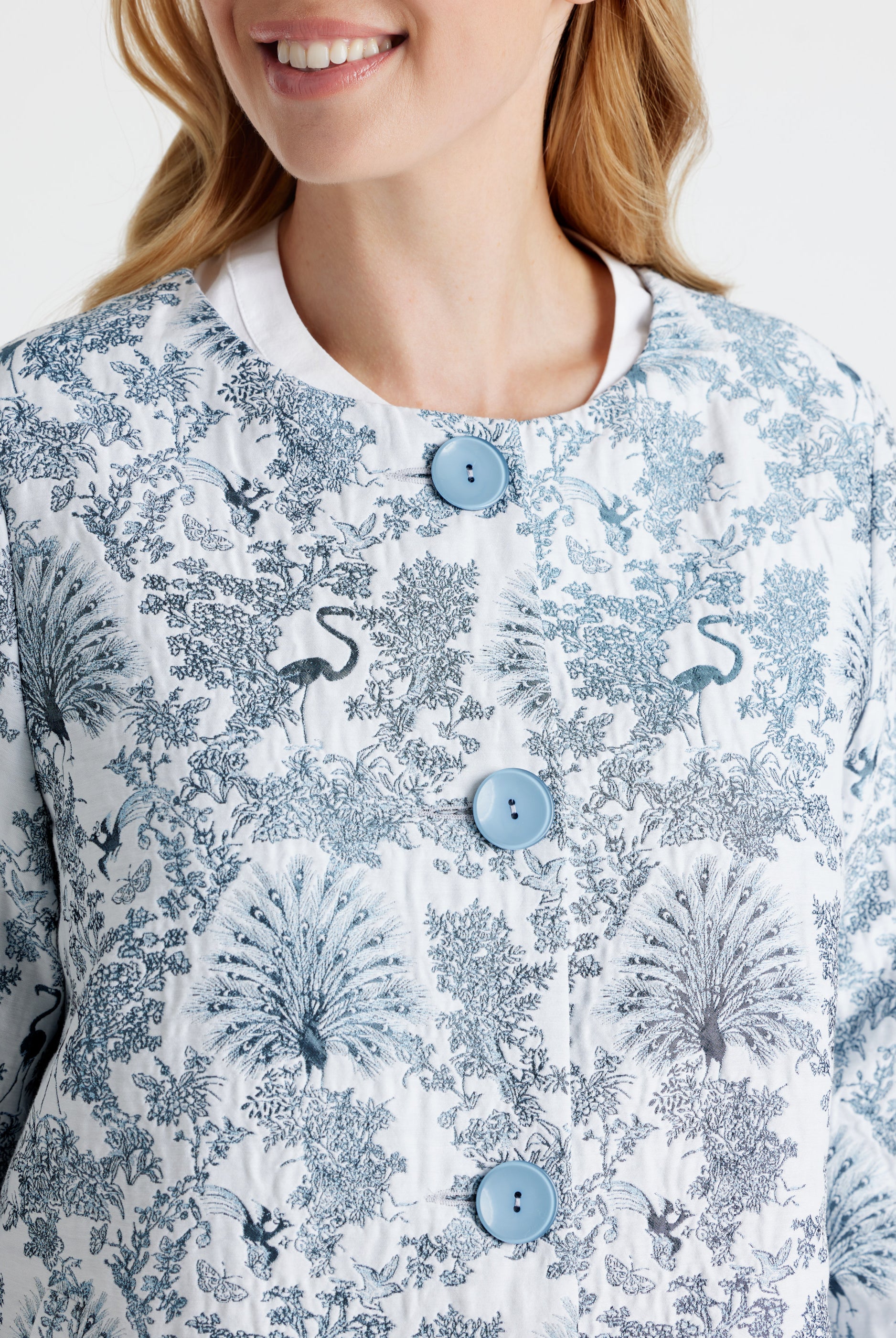 Gerade Longjacke EQUARDI in Jacquard aus Baumwollmix - FOX'S - Fashion