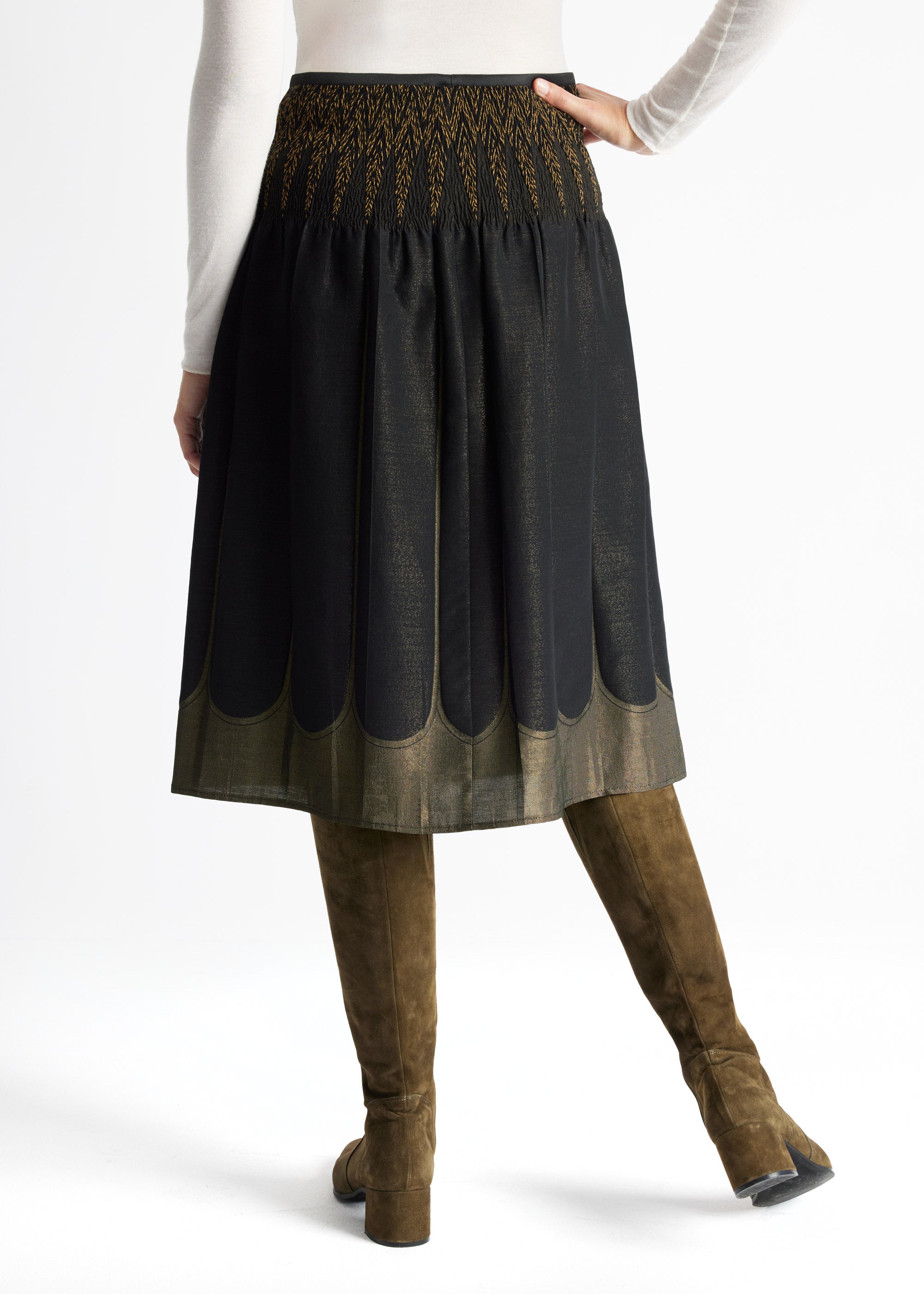 One Size Rock LEPLIRO-W in Midi-Länge mit Gummibund in Khaki