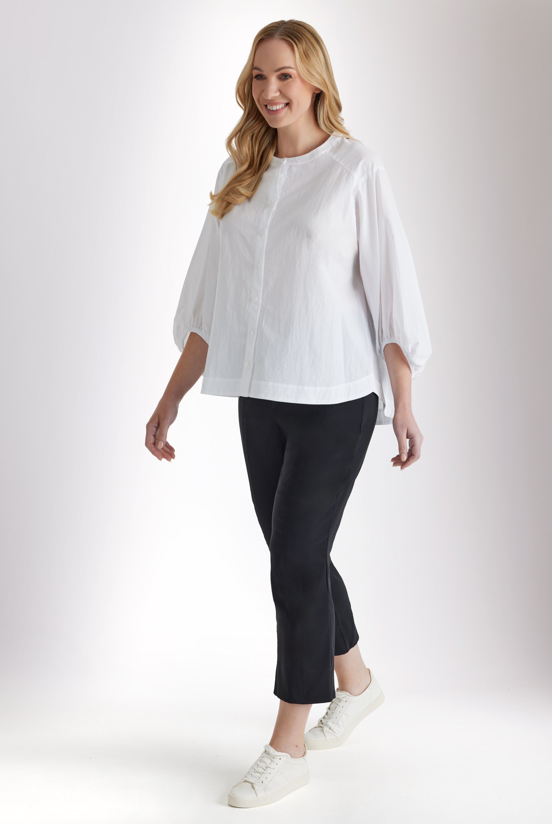 Schmale 7/8 - Hose MESSINI aus Baumwollmix mit Stretch in Schwarz- FOX'S - Fashion