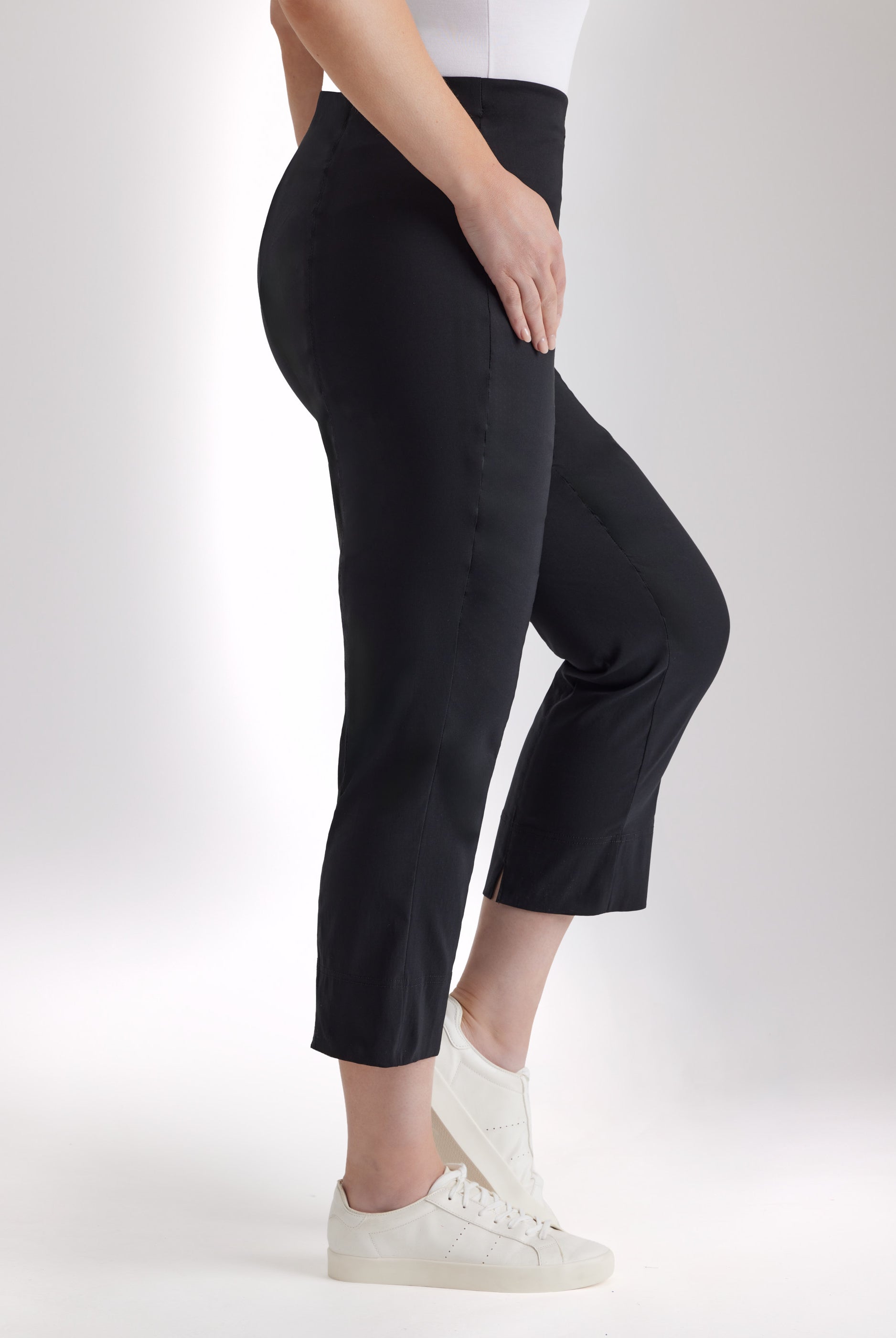 Schmale 7/8 - Hose MESSINI aus Baumwollmix mit Stretch in Schwarz- FOX'S - Fashion