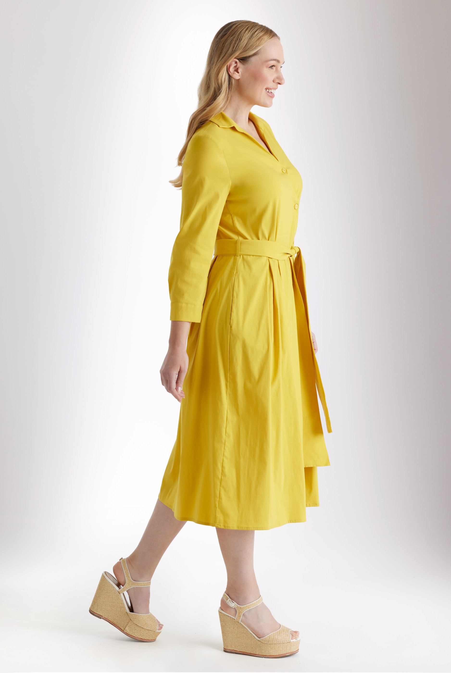 Tailliertes Hemdblusenkleid MYLADJA aus Baumwollmix mit Stretch - FOX'S - Fashion