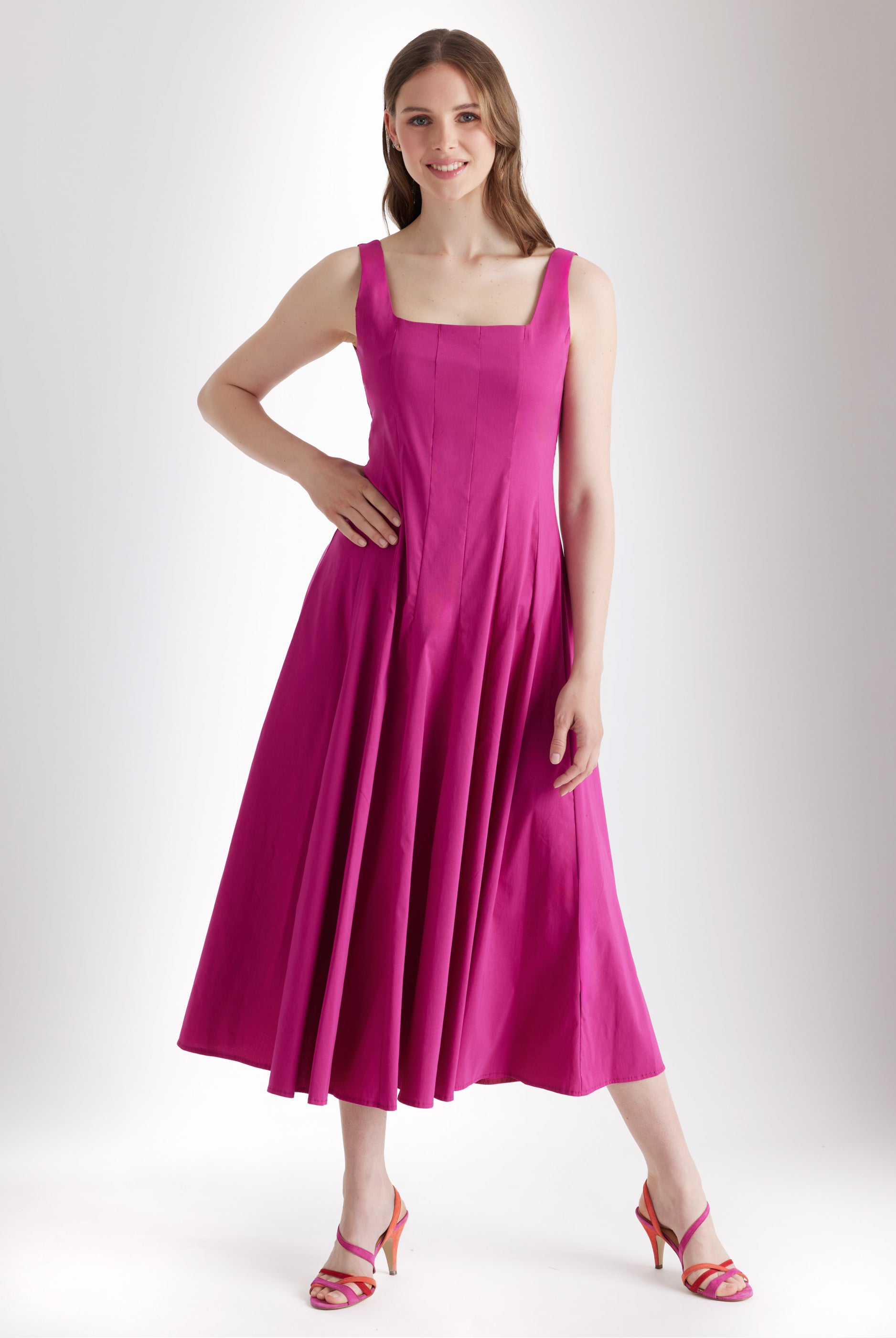 Ausgestelltes Midi - Kleid MYASHI aus Baumwollmix mit Stretch - FOX'S - Fashion