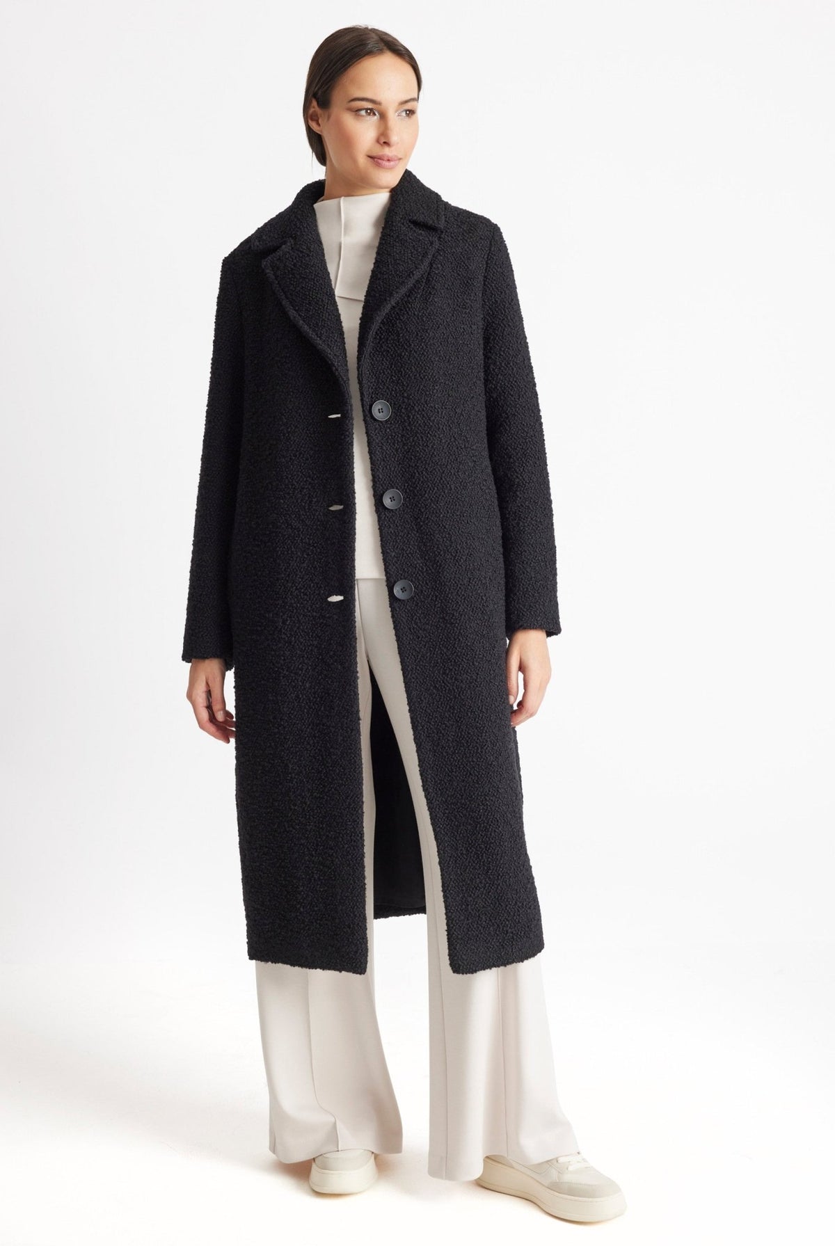 Gerader Mantel OPRINO aus Schurwolle im Teddy-Look - FOX'S-Fashion