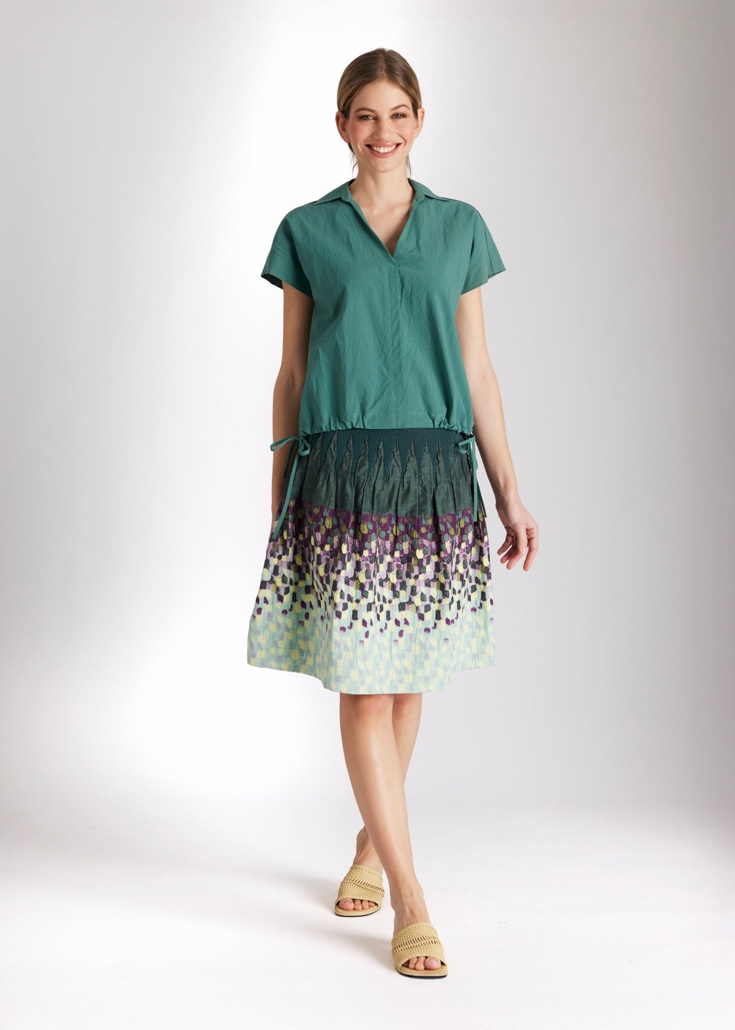 Kurzer One Size Rock LACROS-S mit Gummibund und Fleckenmuster in Grün