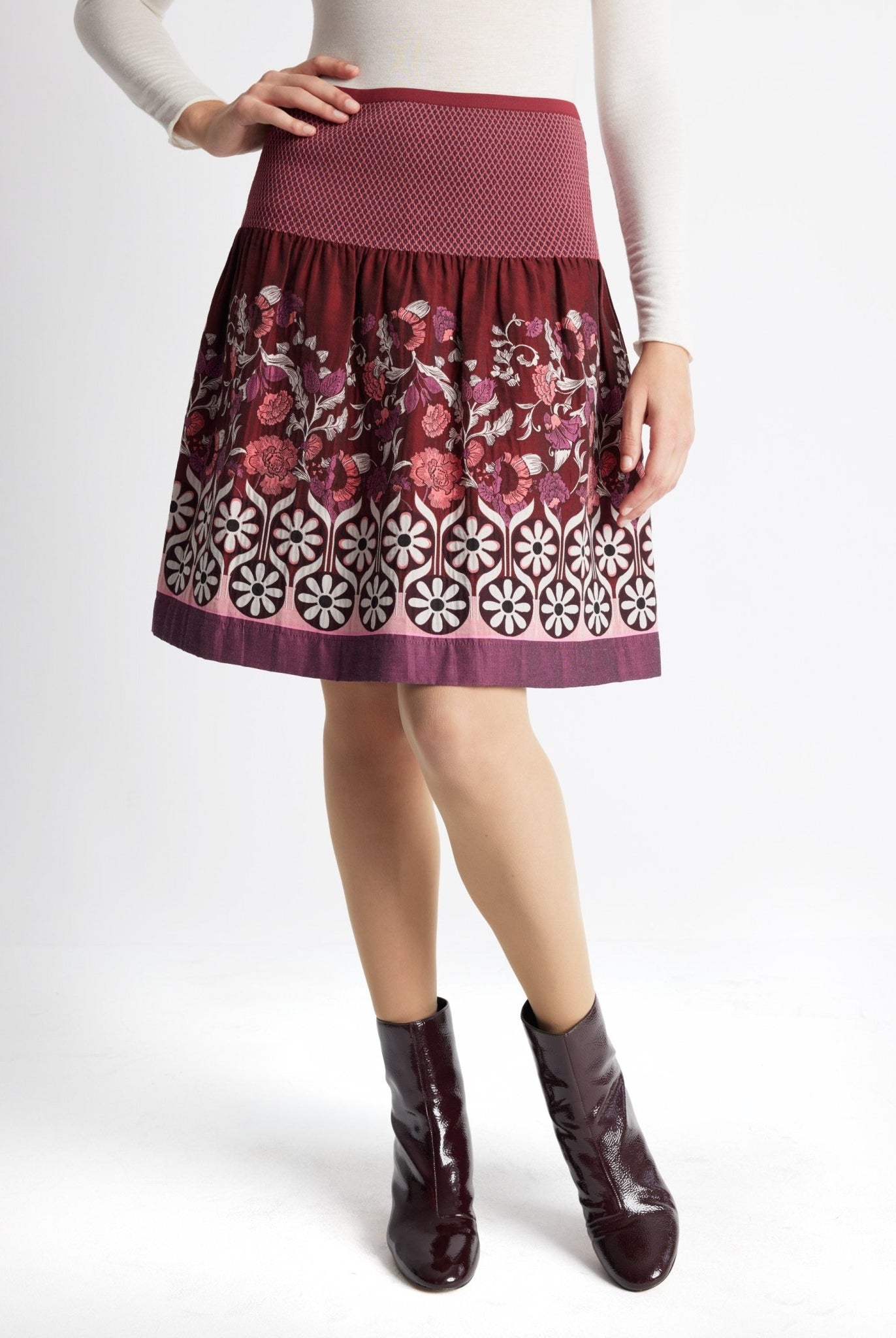 Kurzer One Size Rock LACROS-W mit Gummibund und Muster in Bordeaux