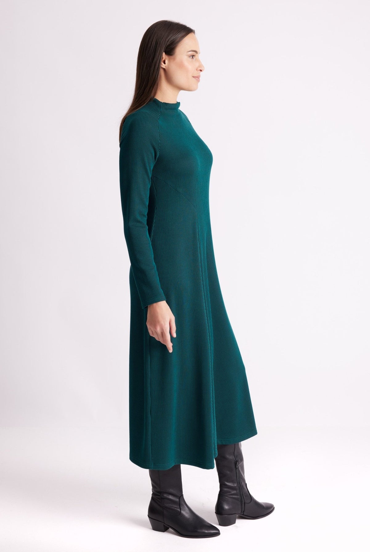 Langes Kleid PETRONO aus fein geripptem Viskose-Mix in A-Linie - FOX'S-Fashion