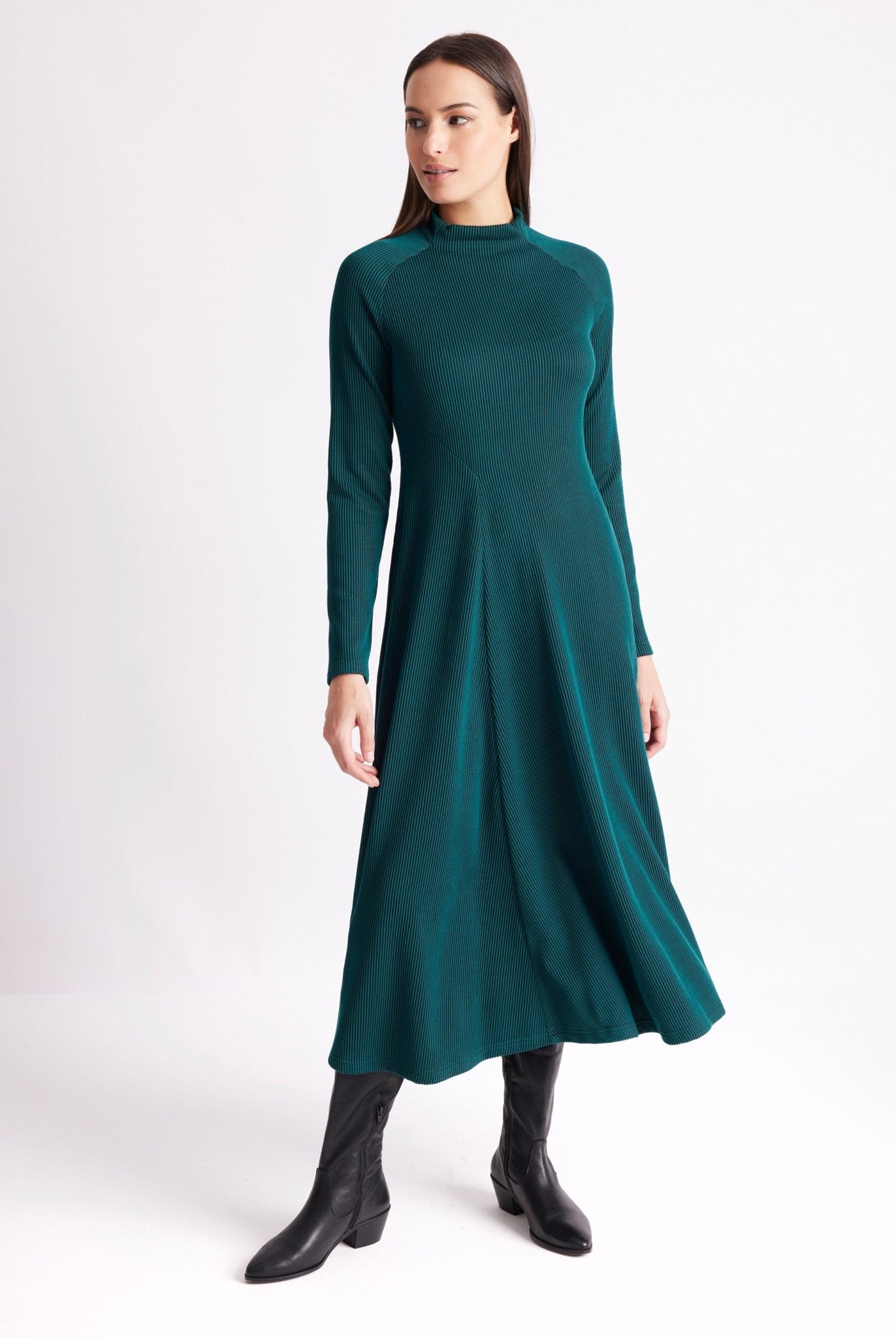 Langes Kleid PETRONO aus fein geripptem Viskose-Mix in A-Linie - FOX'S-Fashion