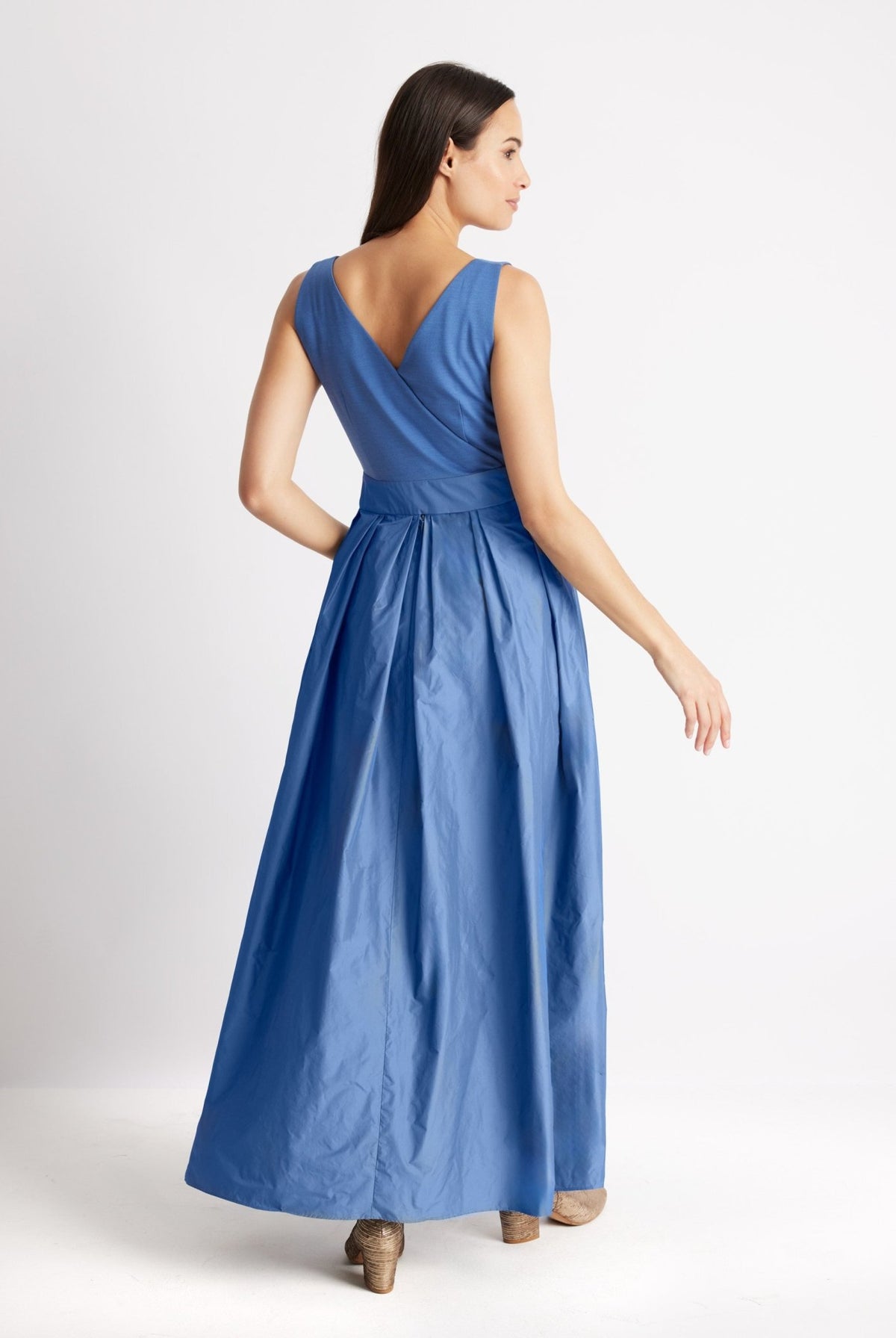 Langes Kleid SELONGIA im Patch aus Viskosejersey und Taft - FOX'S-Fashion