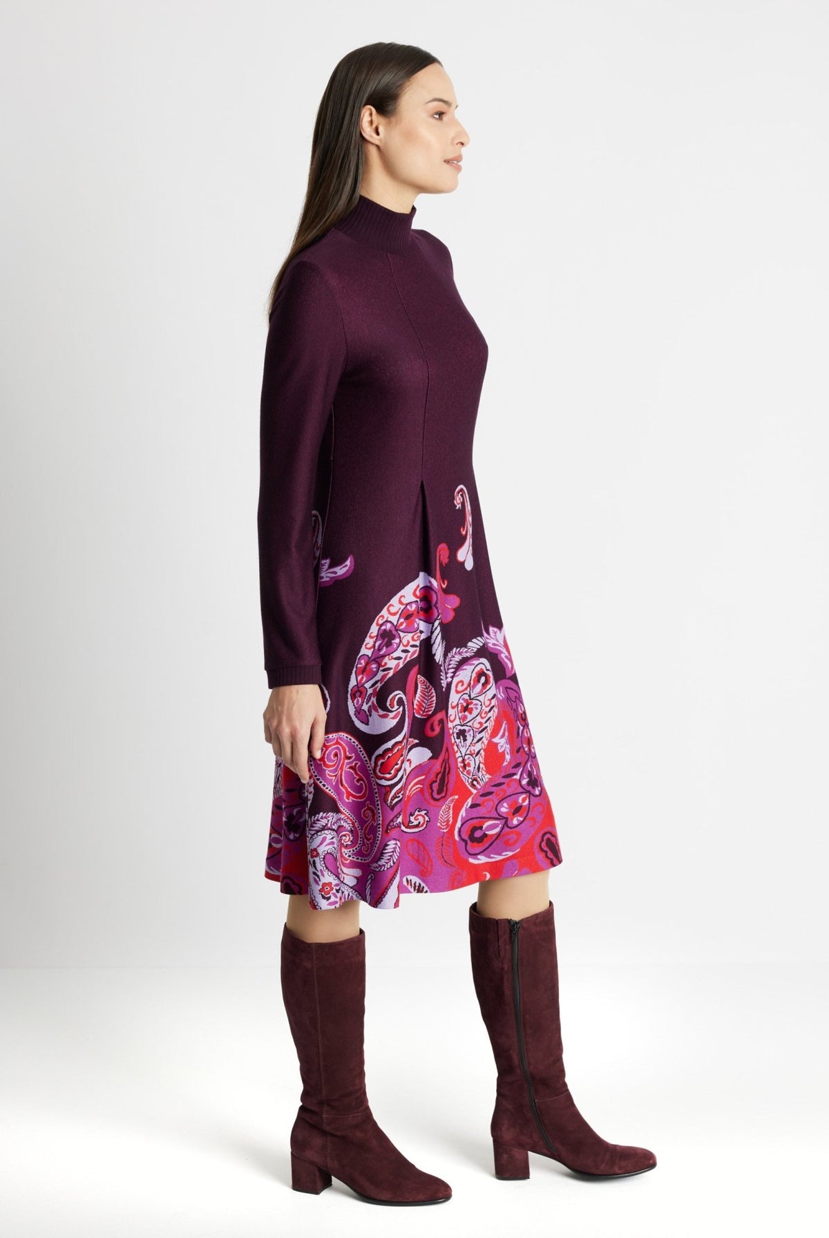 Midi-Kleid YIQUINA aus Feinstrickjersey in A-Linie - FOX'S-Fashion