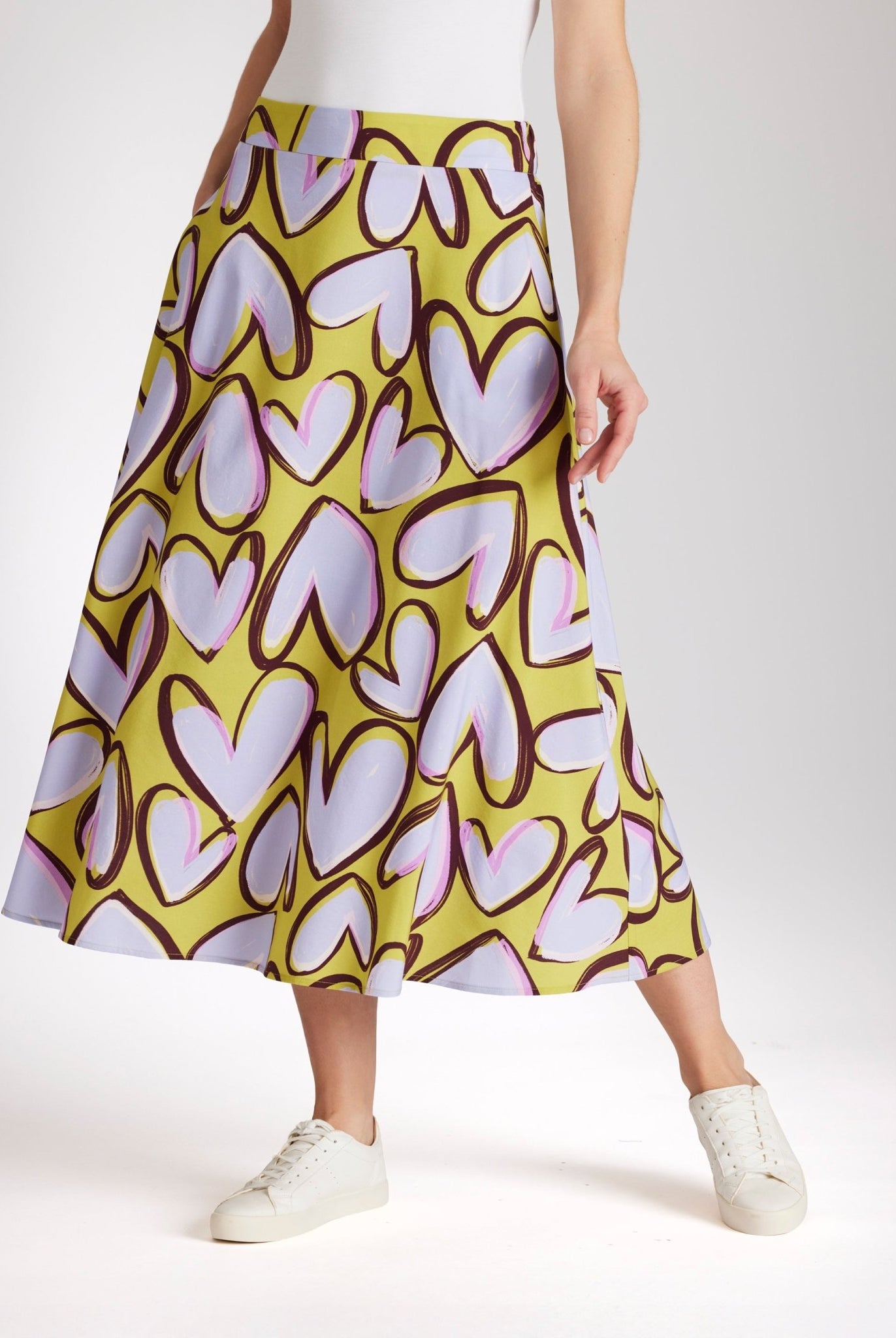 Midi - Rock QUANORO aus Viskose - Baumwoll - Mix in A - Linie - FOX'S - Fashion