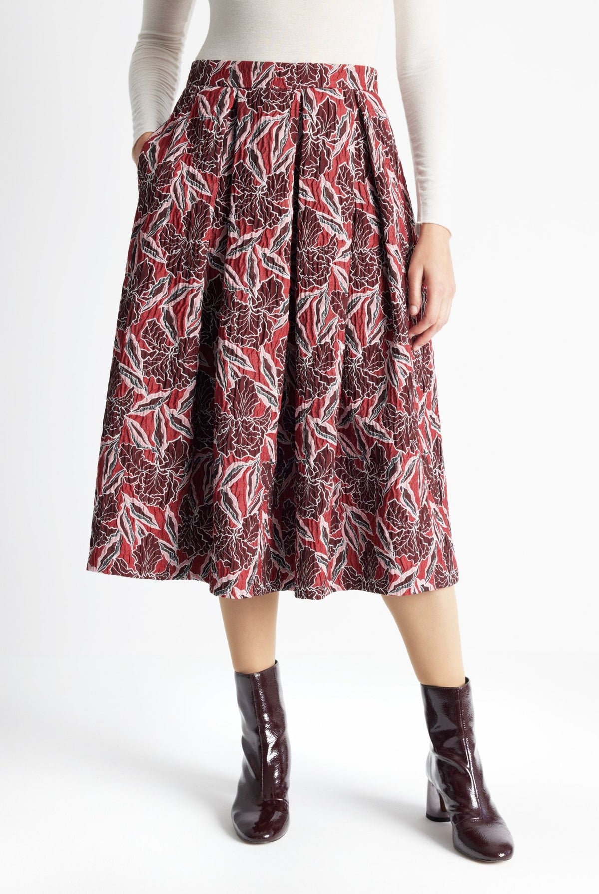 Midi-Rock WUPERO aus Viskose-Baumwoll-Mix in A-Linie - FOX'S-Fashion