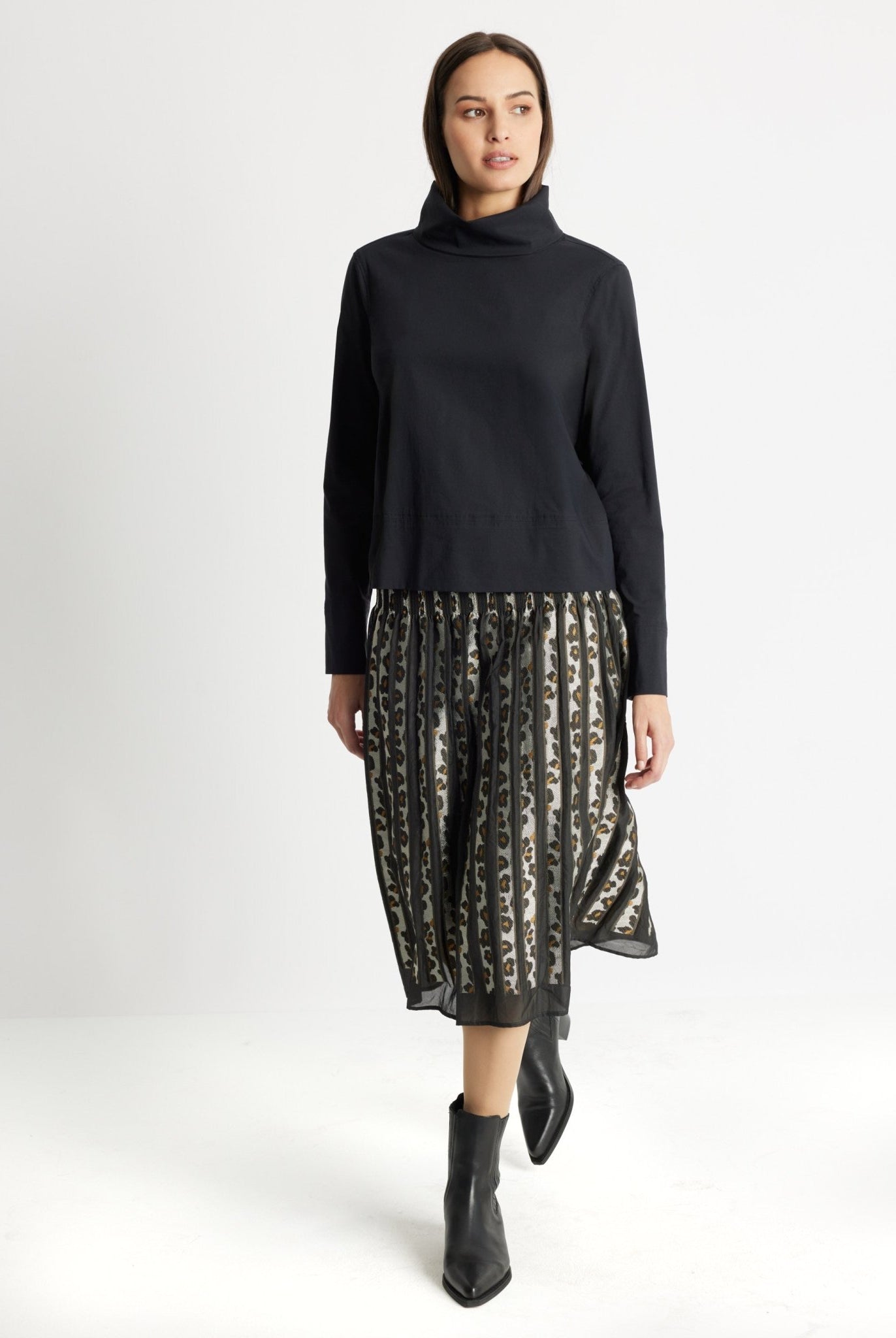 One Size Rock LEOPARO-W aus Viskose-Mix in Midi-Länge - FOX'S-Fashion
