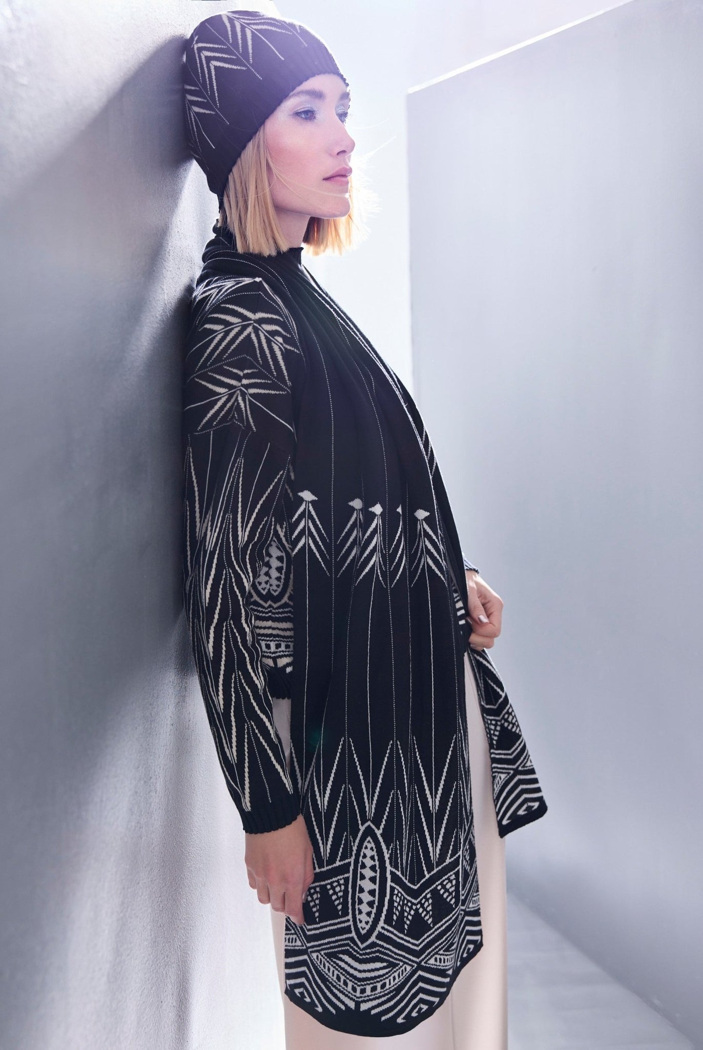 Rechteckiger Strickschal DASALA aus Baumwoll-Mix in Doubleface-Optik - FOX'S-Fashion