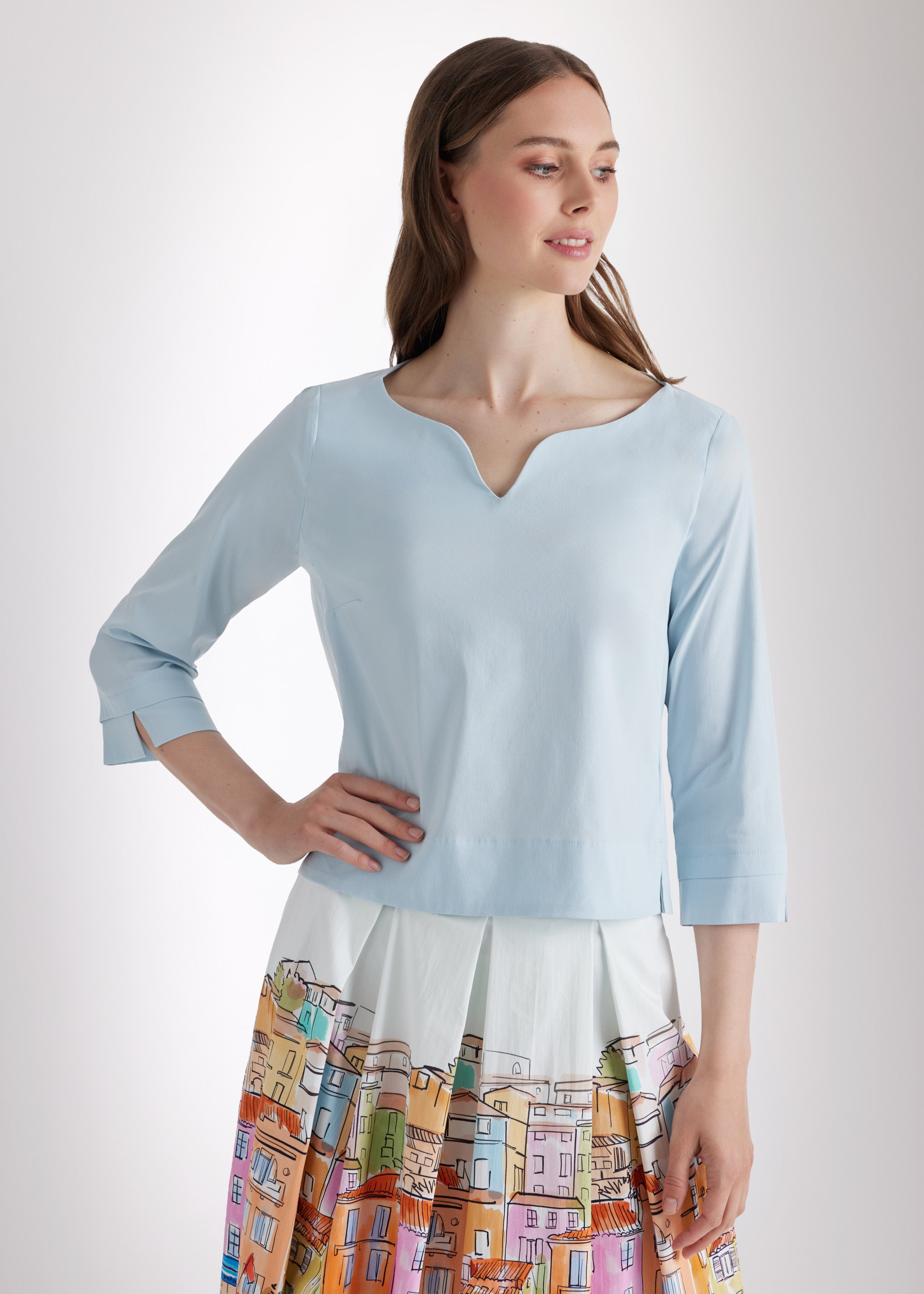 Kastige Bluse BUSHAKTY aus leichtem Baumwollmix mit Stretch - FOX'S - Fashion