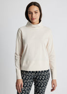 Gerade Bluse BRIZCO mit Stehkragen und langen Ärmeln in Beige