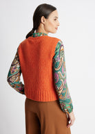 Legerer Strickpullunder DEPULI mit Rundhalsausschnitt in Orange