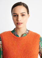 Legerer Strickpullunder DEPULI mit Rundhalsausschnitt in Orange
