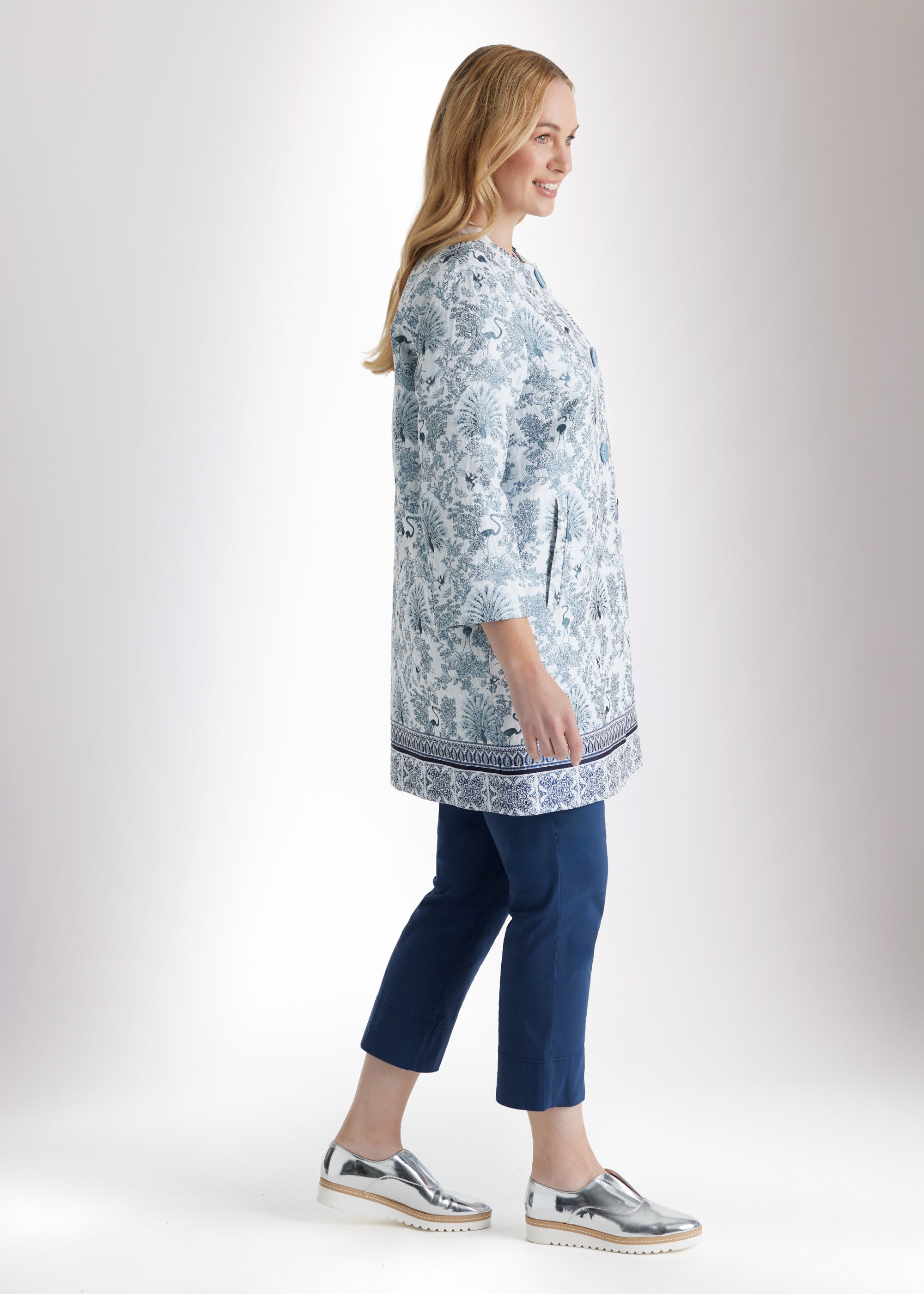 Gerade Longjacke EQUARDI in Jacquard aus Baumwollmix - FOX'S - Fashion