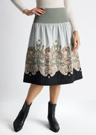 One Size Rock LONGERO-W in Midi-Länge mit Gummibund und Muster in Beige