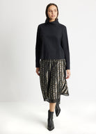 One Size Rock LEOPARO-W in Midi-Länge mit Gummibund und Muster in Khaki
