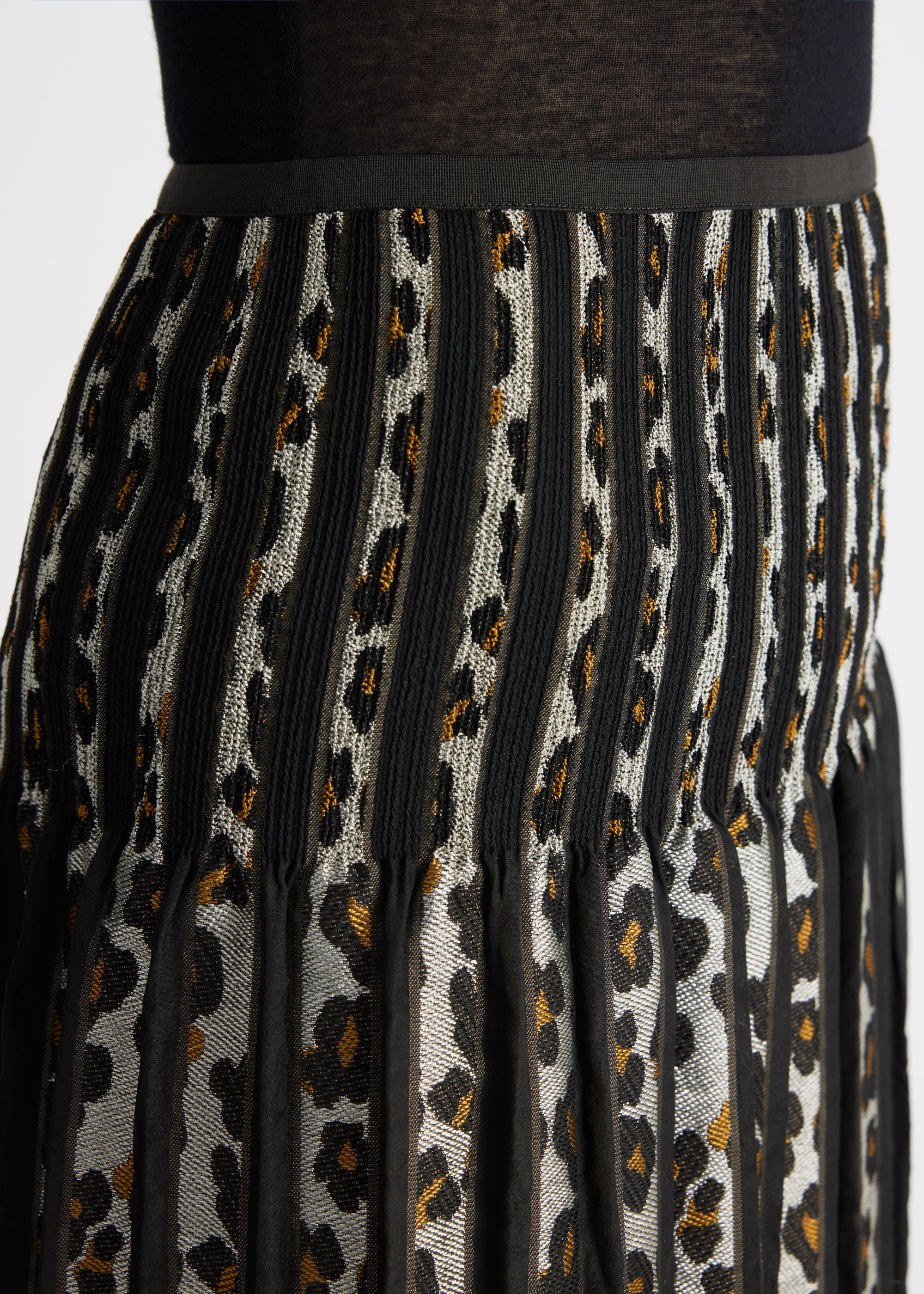 One Size Rock LEOPARO-W in Midi-Länge mit Gummibund und Muster in Khaki