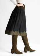 One Size Rock LEPLIRO-W in Midi-Länge mit Gummibund in Khaki
