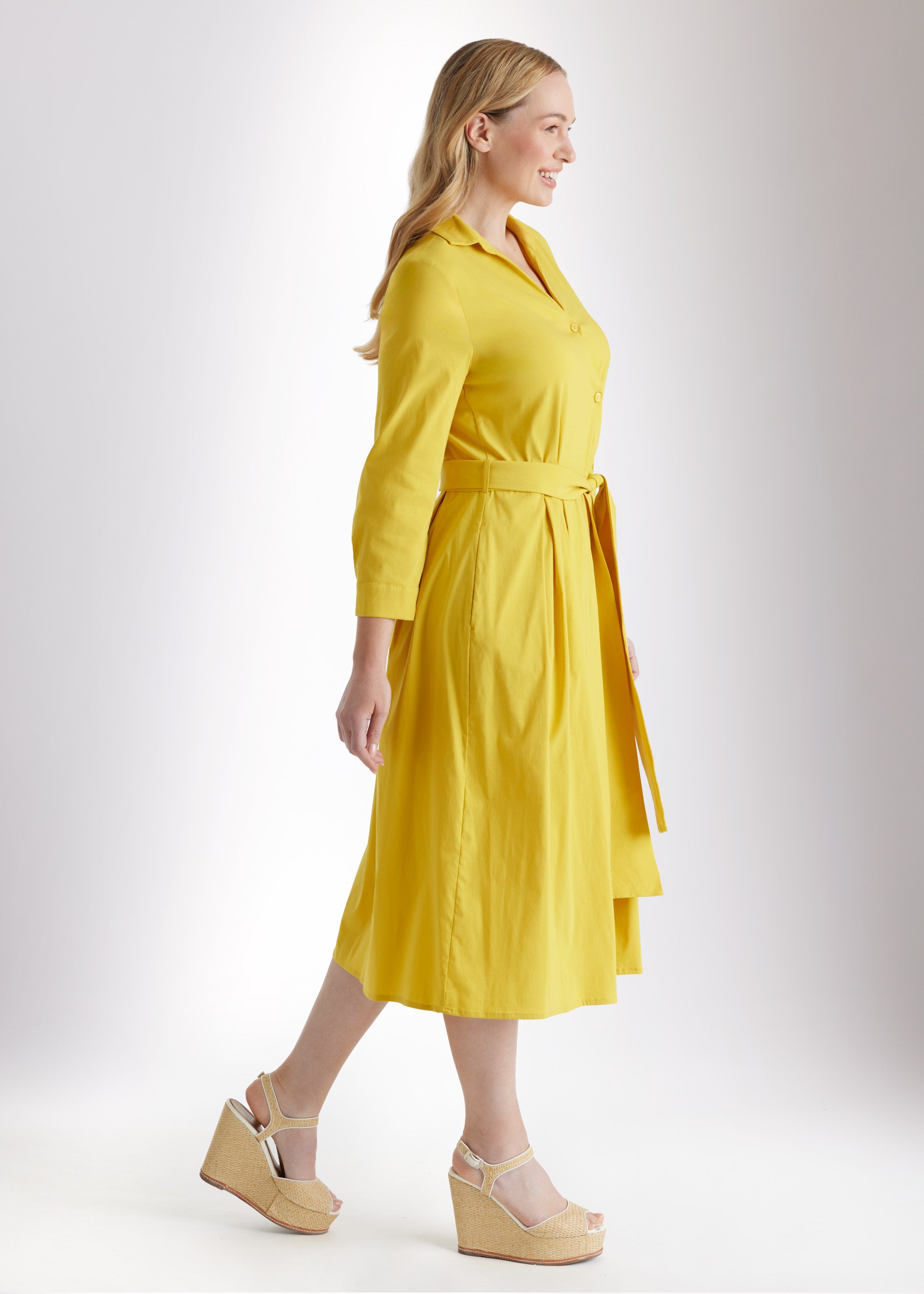 Tailliertes Hemdblusenkleid MYLADJA aus Baumwollmix mit Stretch - FOX'S - Fashion