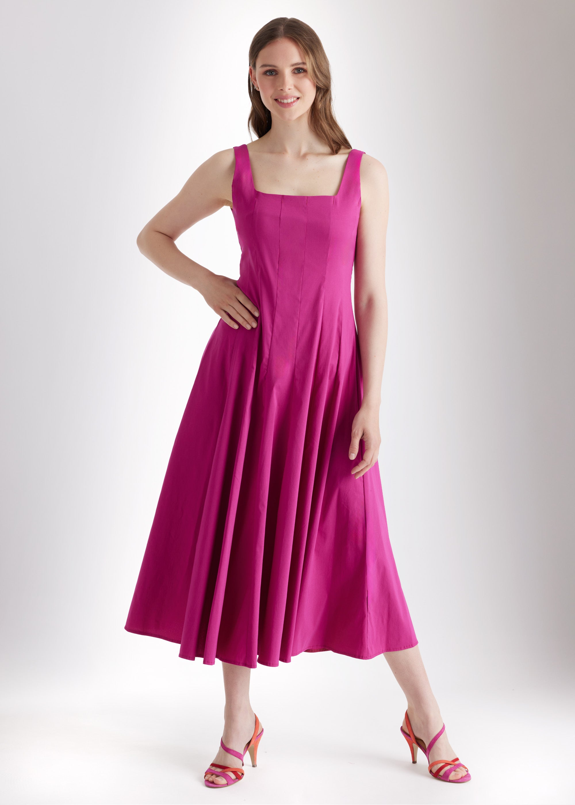 Ausgestelltes Midi - Kleid MYASHI aus Baumwollmix mit Stretch - FOX'S - Fashion