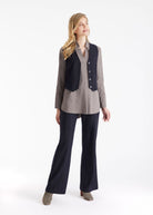 Anzugweste TESCAWE mit V-Ausschnitt, Knöpfen und Nadelstreifen in Dunkelblau