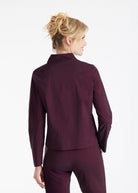 Bluse JIBRYX mit kleinem Stehkragen, V-Ausschnitt und langen Armen in Dunkelrot