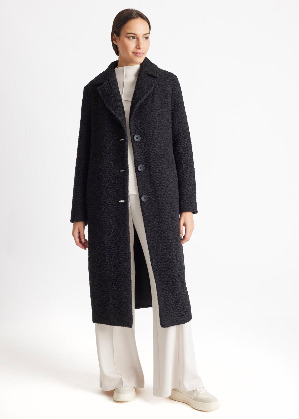 Gerader Mantel OPRINO aus Schurwolle im Teddy-Look - FOX'S-Fashion