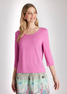 Gerades Shirt CEMONTA mit Rundhalsausschnitt und 3/4-Ärmeln in Pink