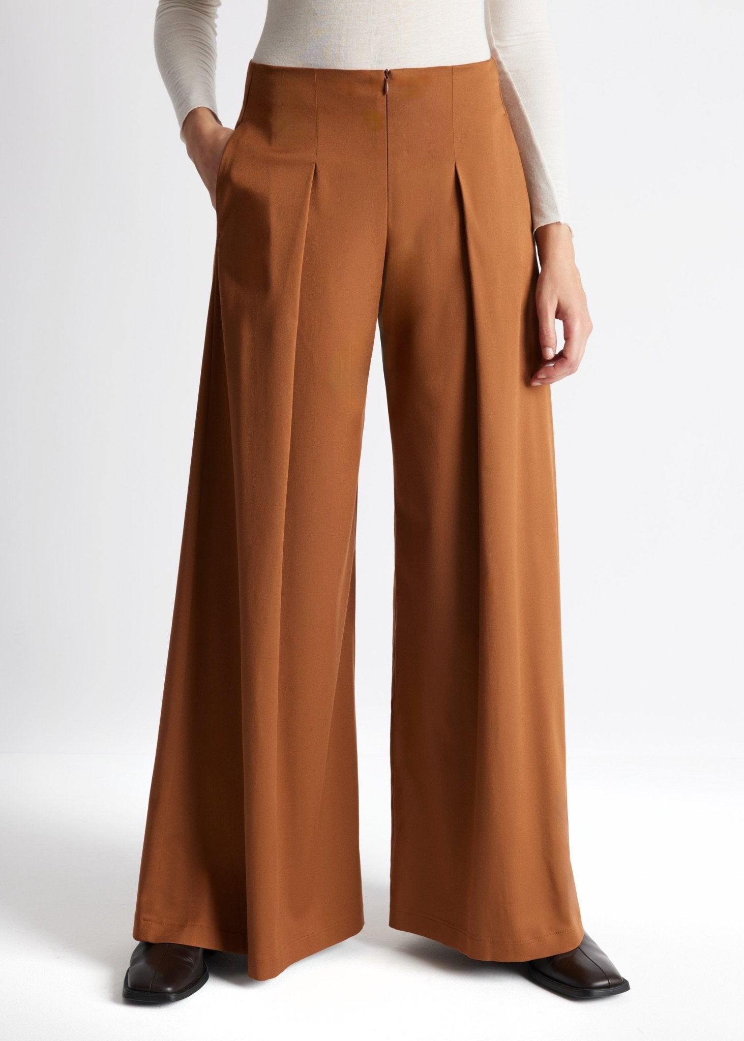 Hose QUKASEI aus glattem Viskosejersey mit weitem Bein - FOX'S-Fashion
