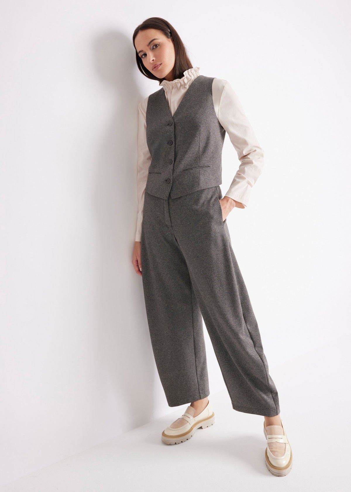 Hose WAHOSSA aus meliertem Viskose-Baumwoll-Mix im Barrel-Fit - FOX'S-Fashion