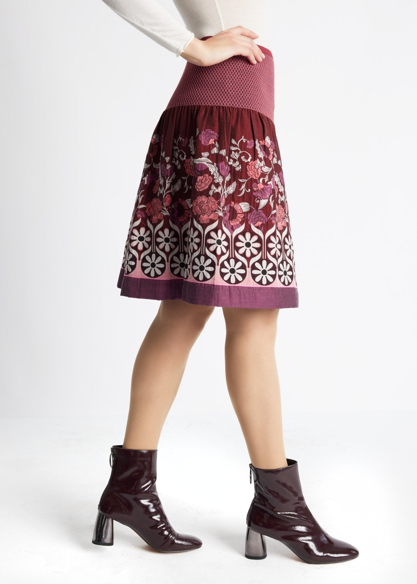 Kurzer One Size Rock LACROS-W mit Gummibund und Muster in Bordeaux