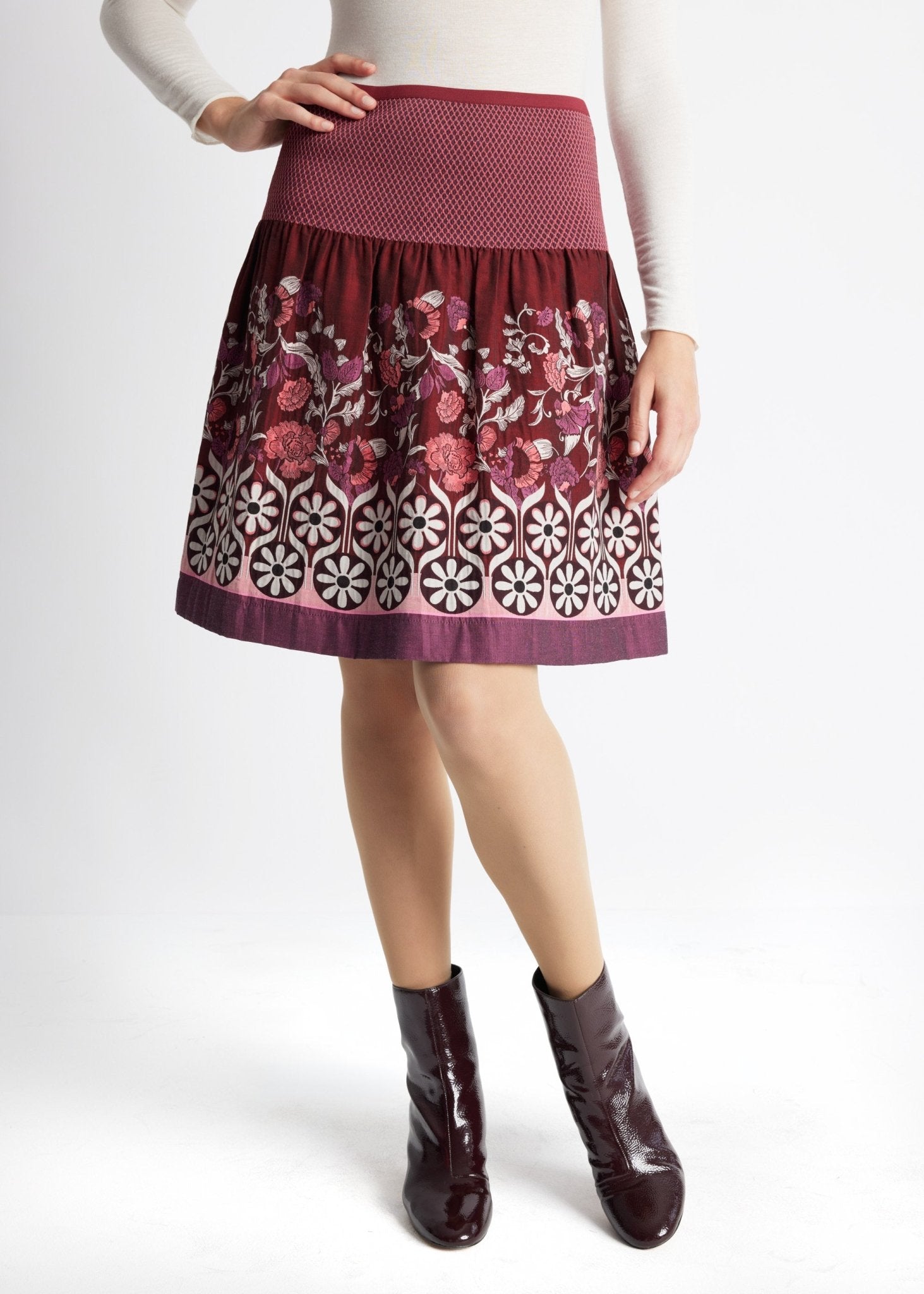 Kurzer One Size Rock LACROS-W mit Gummibund und Muster in Bordeaux