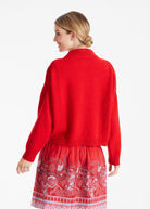 Kurzer Pullover PAROLY mit Stehkragen und langen Armen in Rot