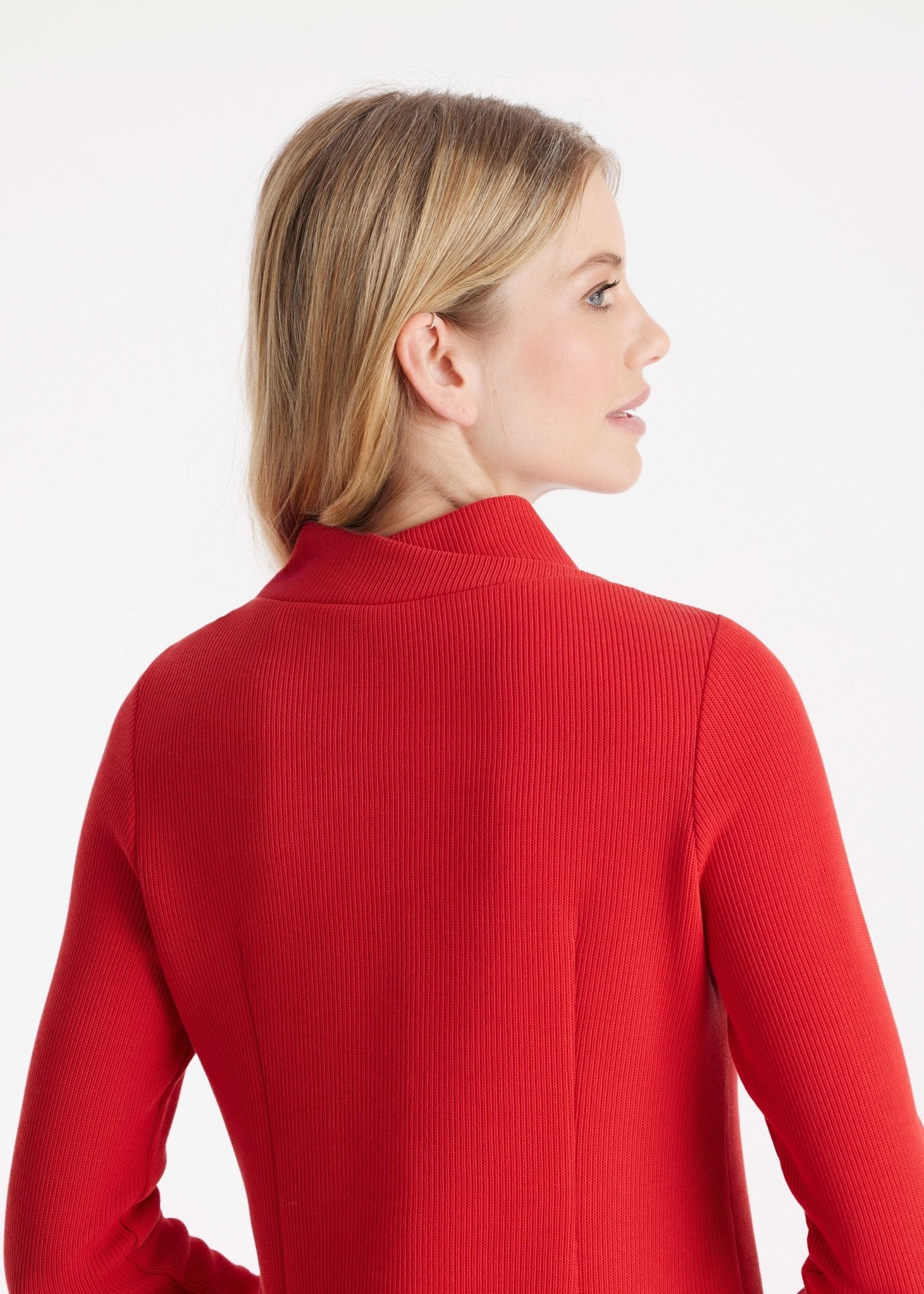 Kurzes Kleid HAJAPU mit Stehkragen, langen Armen und Eingrifftaschen in Rot