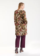 Kurzes Kleid NABYLIA mit U-Boot-Ausschnitt, langen Armen und mehrfarbigem Blumenmuster