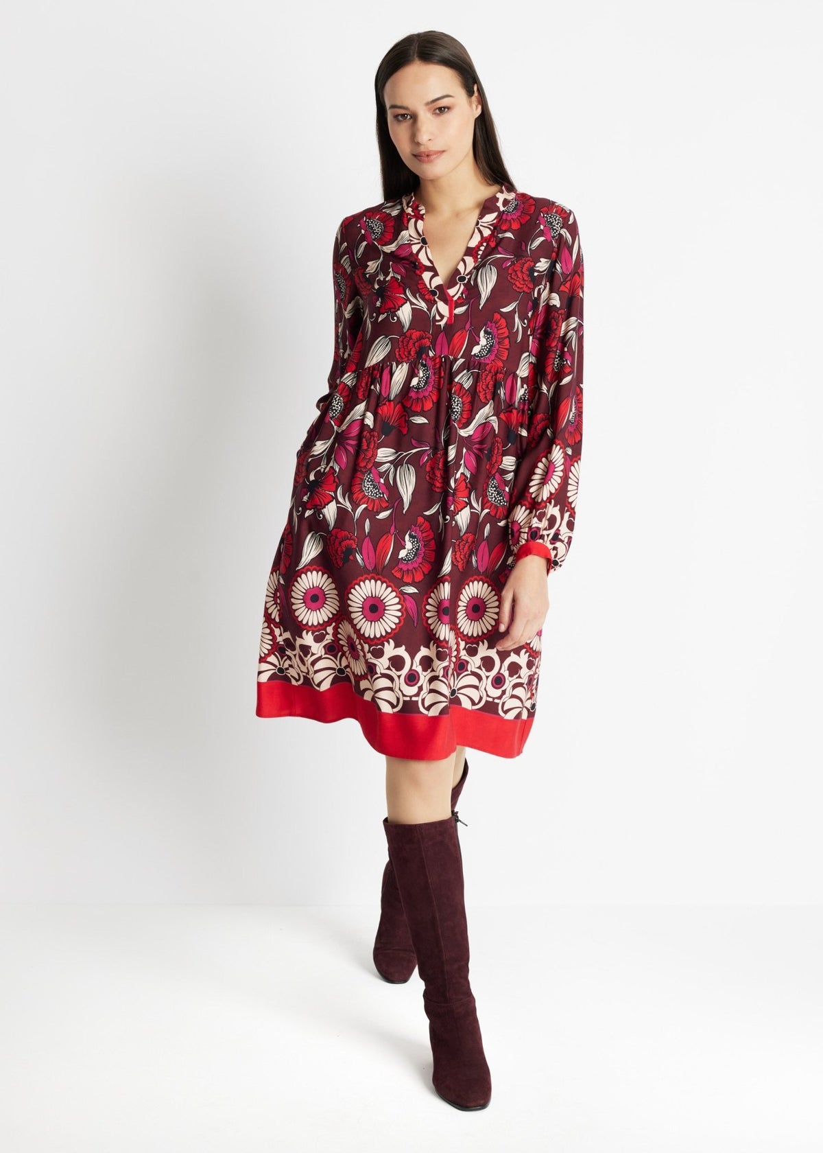 Kurzes Kleid VALUNA aus 100 % Viskose in leichter A-Linie - FOX'S-Fashion