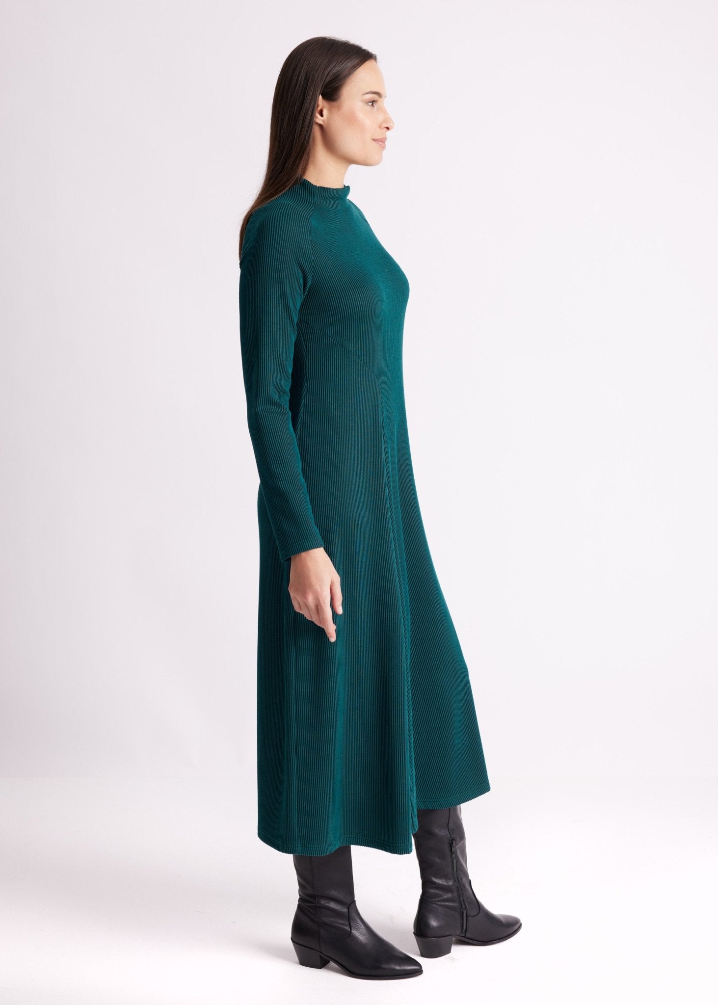 Langes Kleid PETRONO aus fein geripptem Viskose-Mix in A-Linie - FOX'S-Fashion