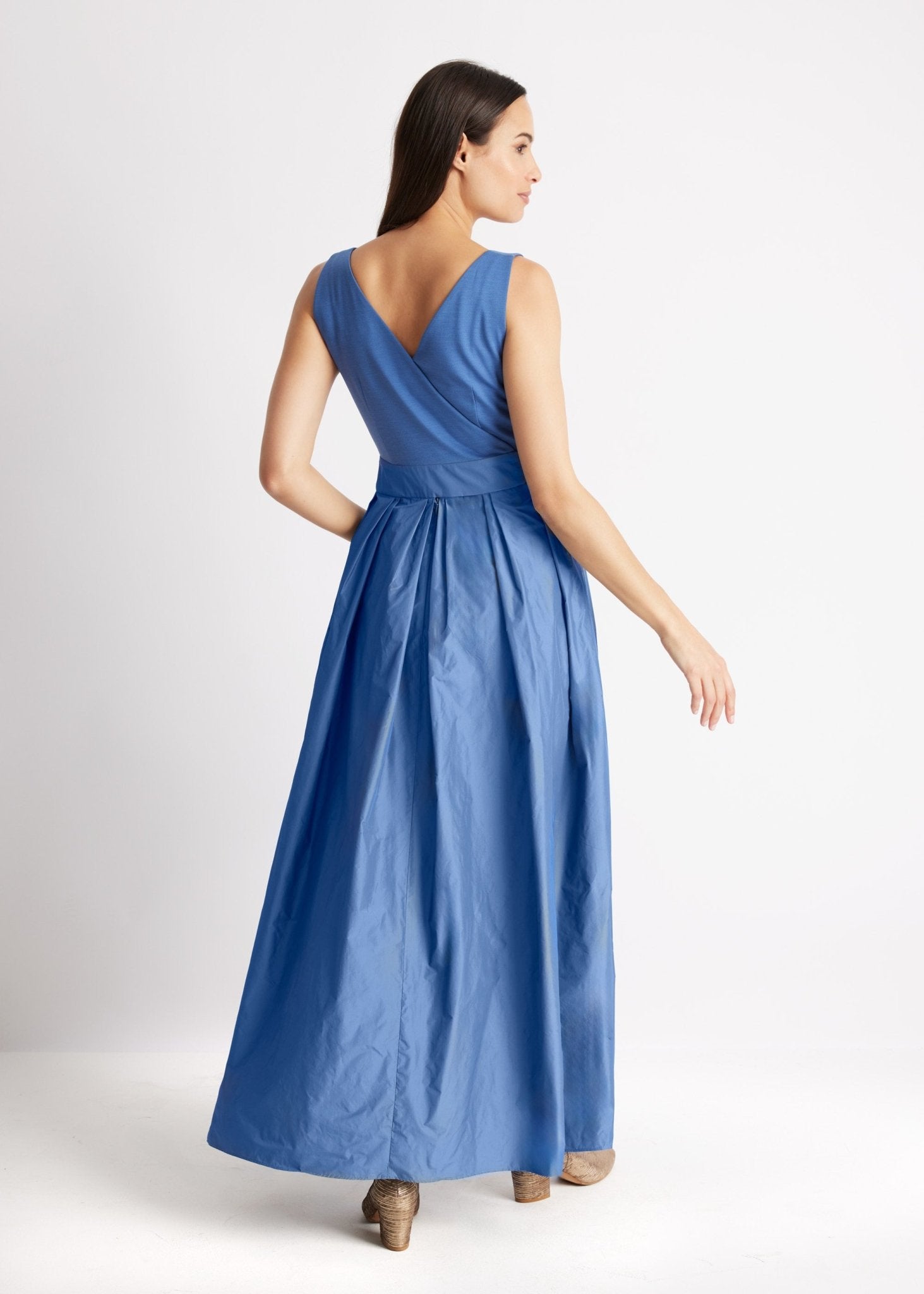 Langes Kleid SELONGIA im Patch aus Viskosejersey und Taft - FOX'S-Fashion