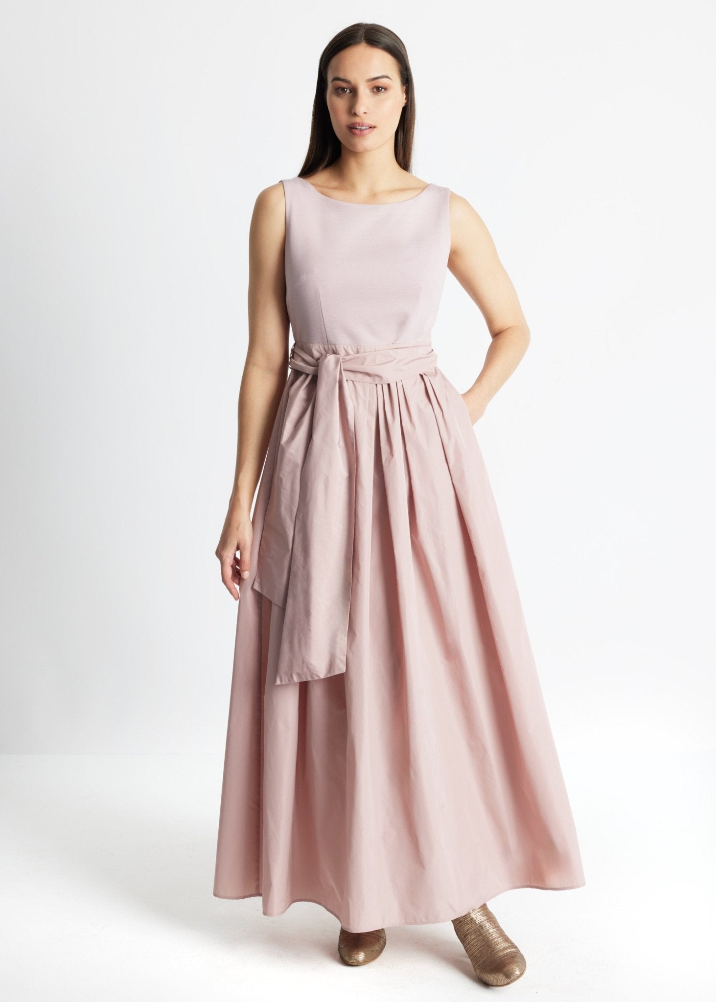 Langes Kleid SELONGIA im Patch aus Viskosejersey und Taft - FOX'S-Fashion