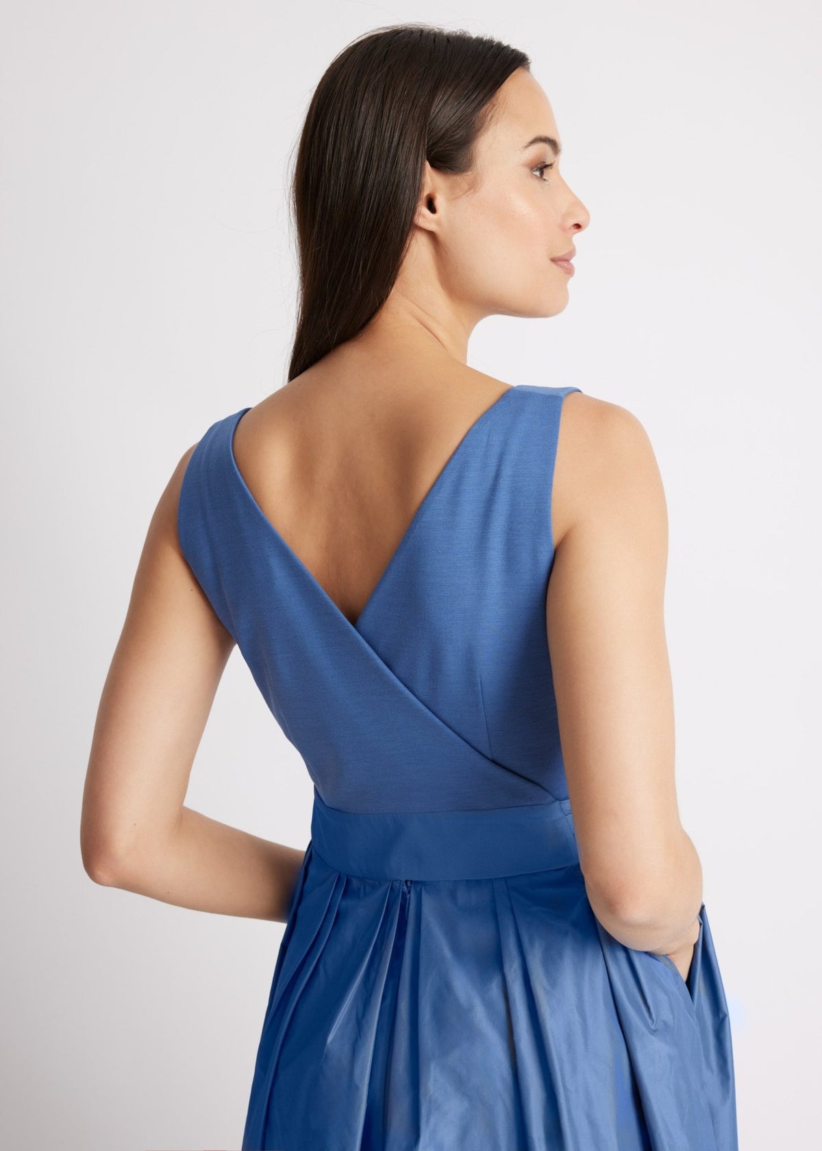Langes Kleid SELONGIA im Patch aus Viskosejersey und Taft - FOX'S-Fashion