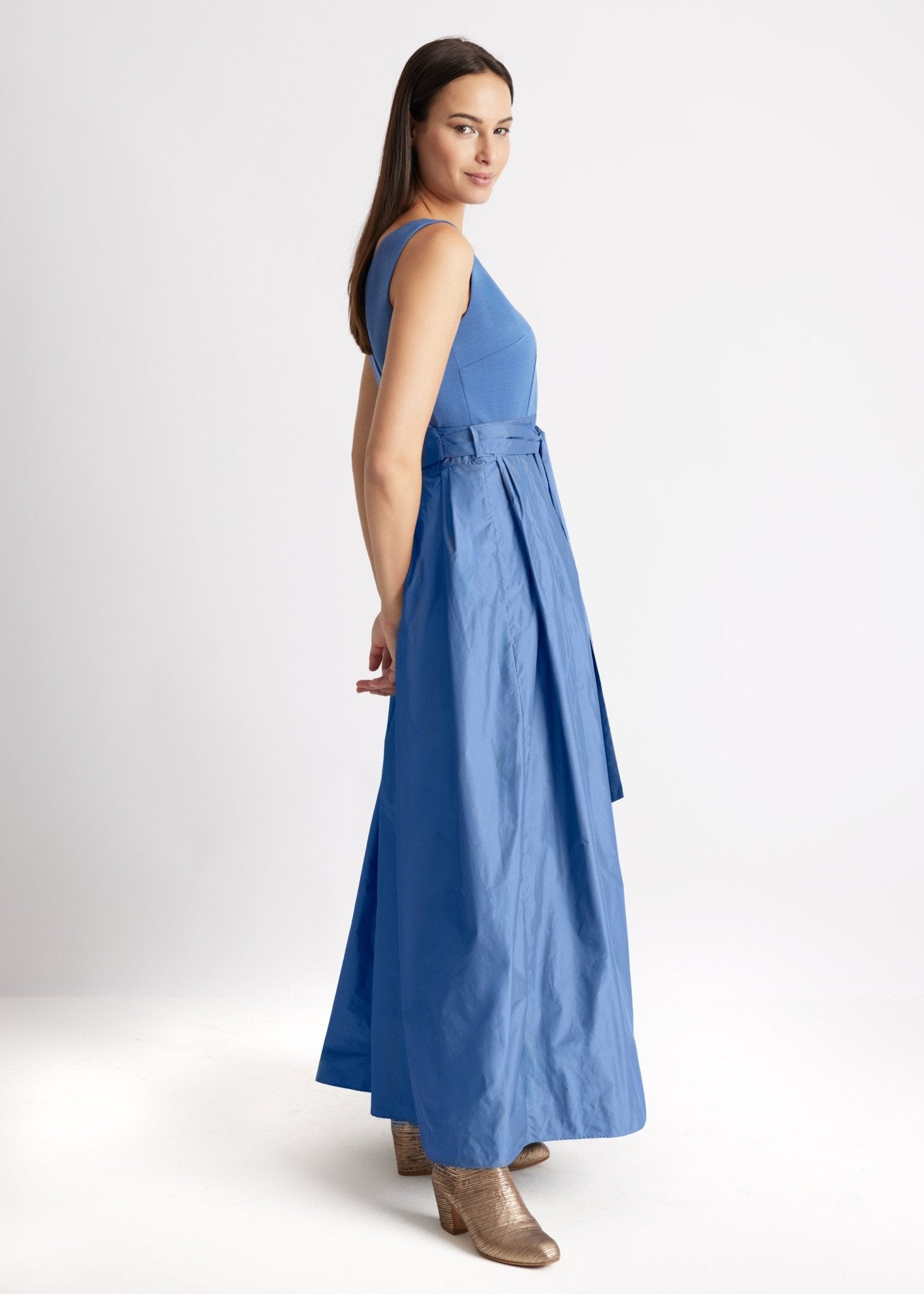 Langes Kleid SELONGIA im Patch aus Viskosejersey und Taft - FOX'S-Fashion
