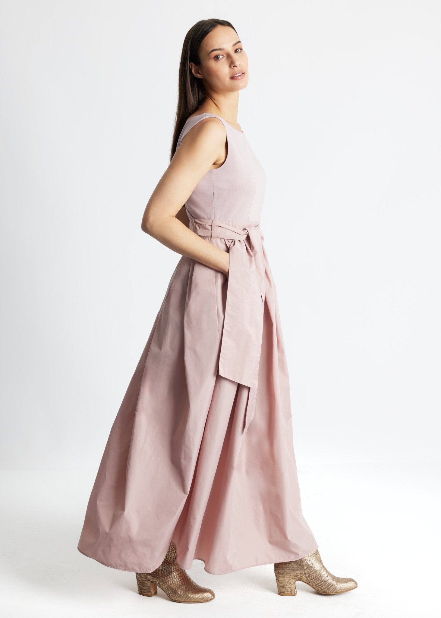 Langes Kleid SELONGIA im Patch aus Viskosejersey und Taft - FOX'S-Fashion