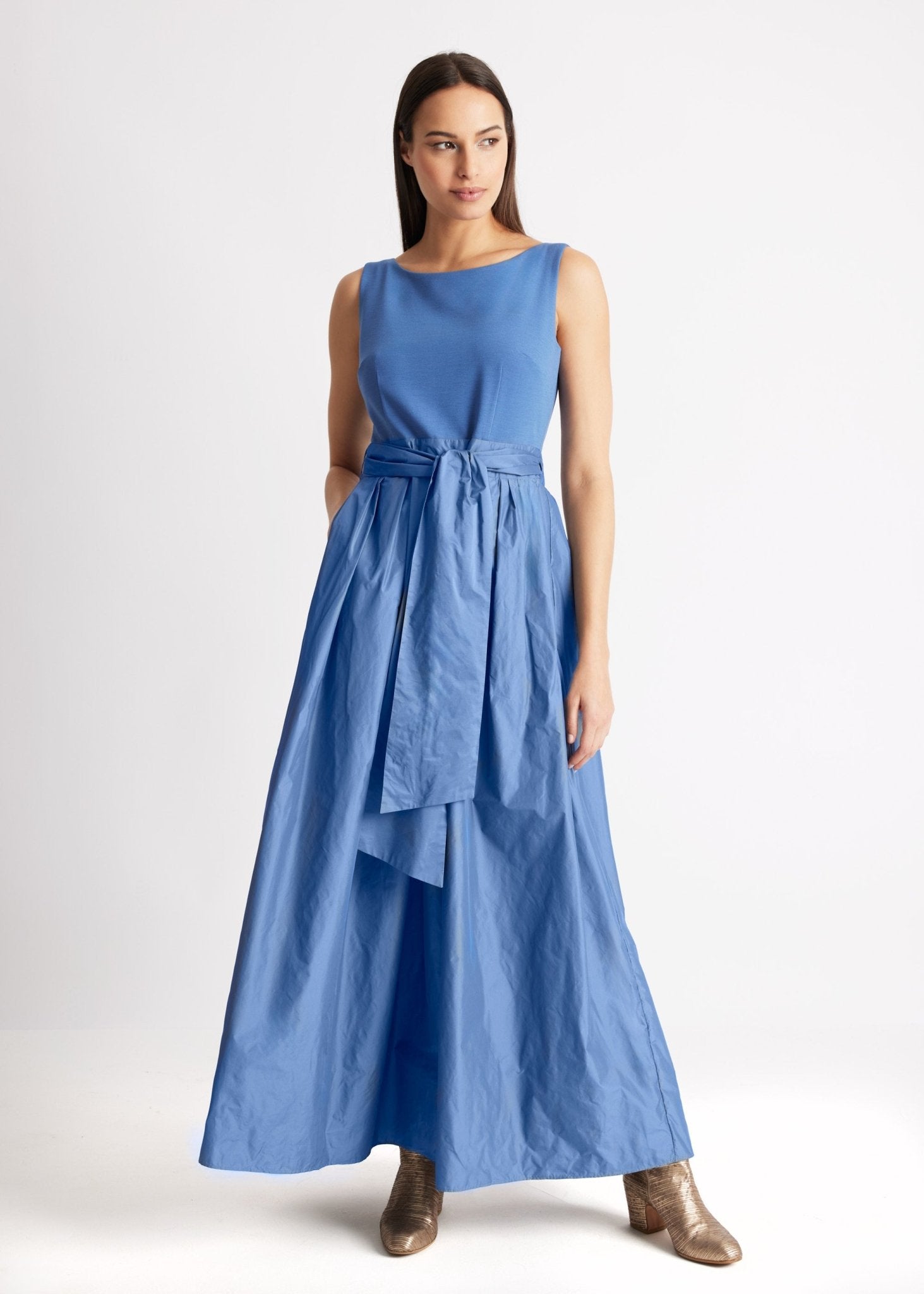 Langes Kleid SELONGIA im Patch aus Viskosejersey und Taft - FOX'S-Fashion