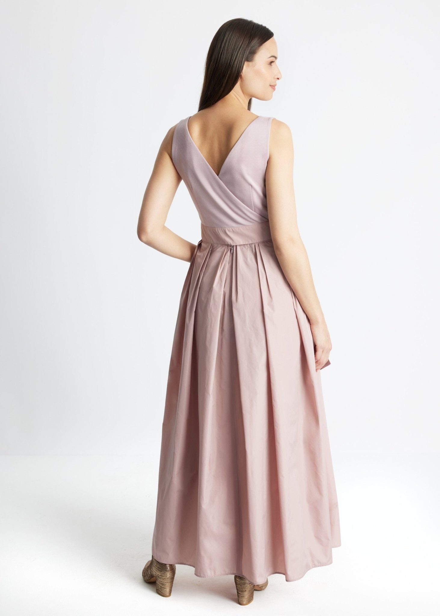 Langes Kleid SELONGIA im Patch aus Viskosejersey und Taft - FOX'S-Fashion